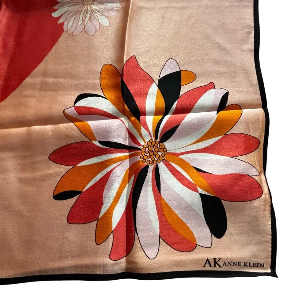Vintage AK Ann Klein silk scarf designer colorful floral neckerchief square